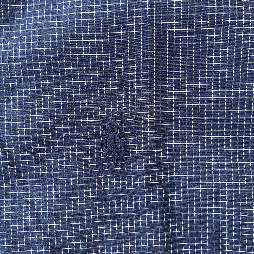 Ralph Lauren Yarmouth Mens 17 34/35 Navy Blue Check Cotton Button Down Shirt